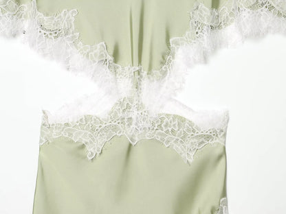 New Women Sexy Cut Out Dresses Solid Lace Spliced Short Cape Sleeve Asymmetric Midi Dresses Summer Ladies Elegant Party Dress
