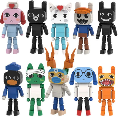 New Animal Hospital Building Blocks Cute 4/8pcs Horror Game Mini Dog Cat Nurse Assemble Figures For Fans Gifts