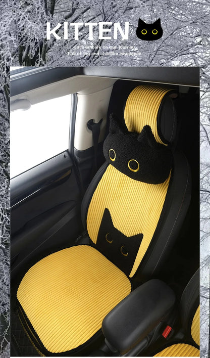 Lucky Kitten car seat covers, Corduroy Seat Cushion with Storage Bag Suitable for More Than 95% Car Models Trucks, Sedans SUVs