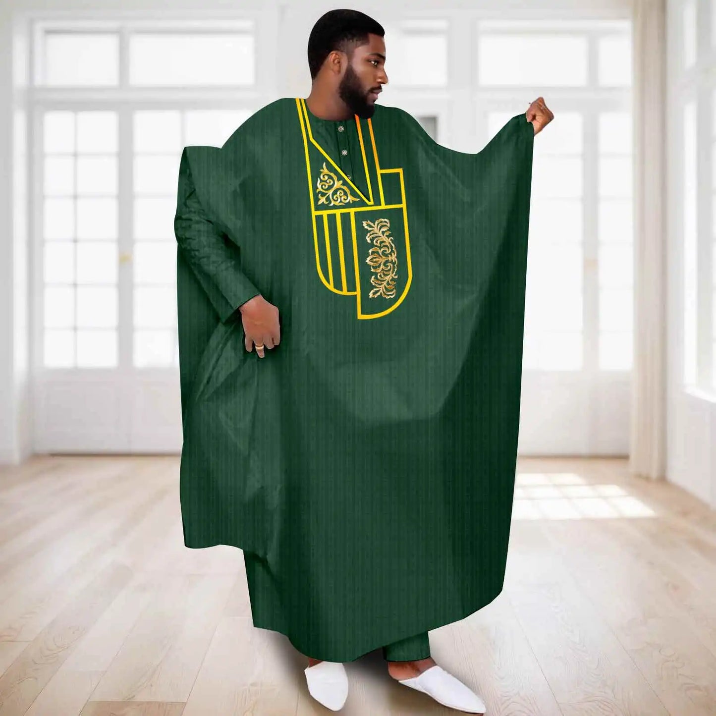 APTX African Clothes for Men Muslim Robe White Tradition Wedding Party Suit Shirt Pants 3 Pcs Set Dashiki Agbada Ramada 2516047