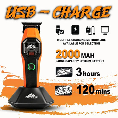 BRDCLIP Hair Trimmer Professional Shaver Vector Motor 13000 RPM Cordless Hair Clippers Metal Trimmer for Men BRD-2601 2602 2603