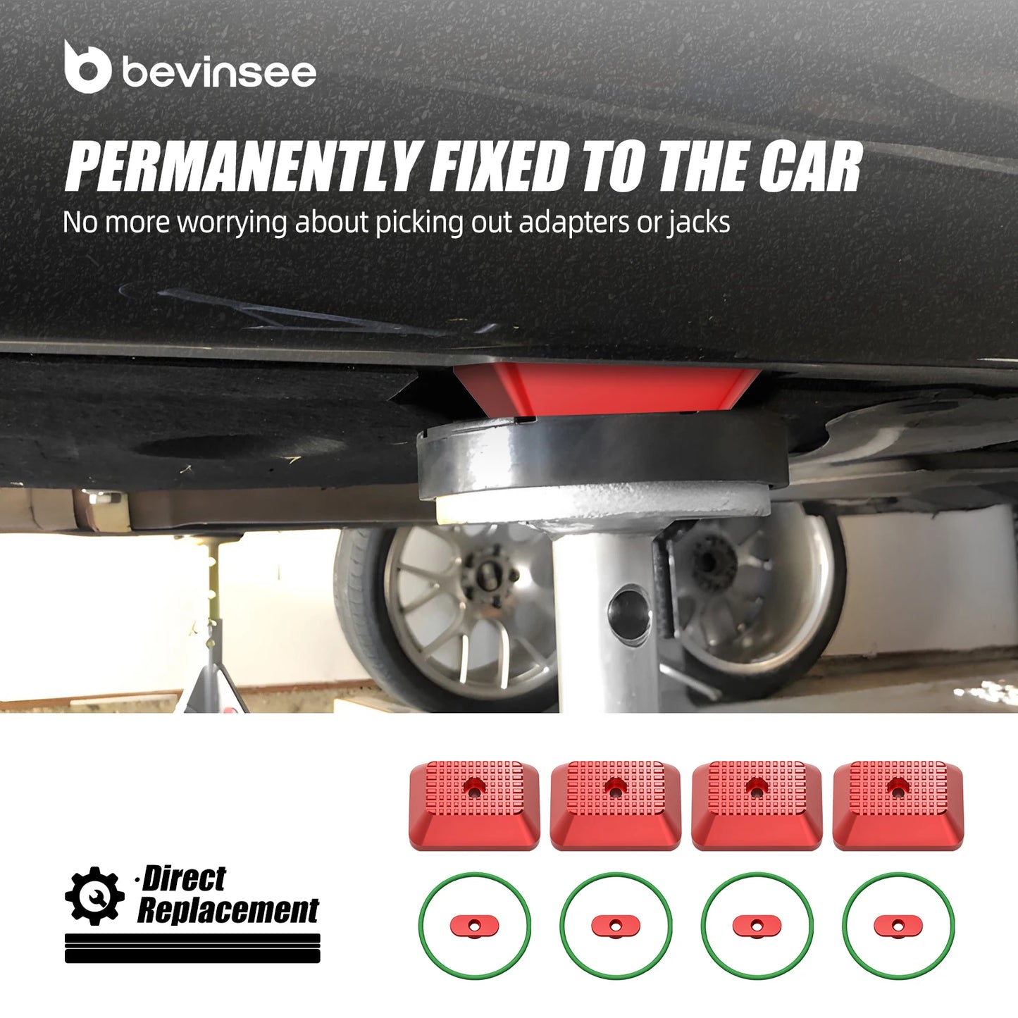 BEVINSEE Aluminum Jack Pad Set for BMW F30 F31 F32 F33 F80 F82 F83 E90 E92 E93 F20 F21 F22 F23, Replace 51717164761/51717169981