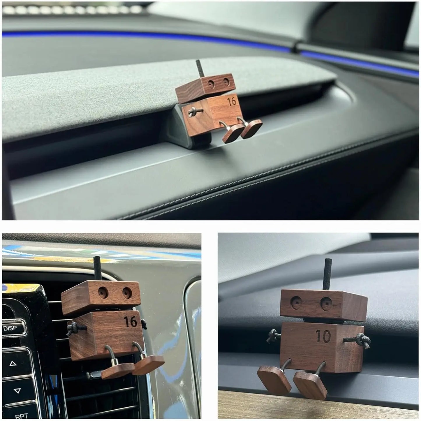 Car Air Fresheners Cute Shaking Wooden Man Figurine Diffuser for Car Dashboard Reusable Air Freshener Gifts Car Vent Clip