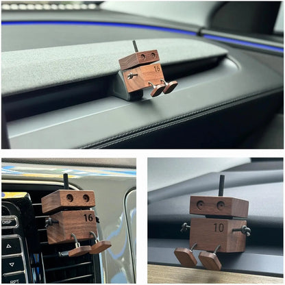 Car Air Fresheners Cute Shaking Wooden Man Figurine Diffuser for Car Dashboard Reusable Air Freshener Gifts Car Vent Clip