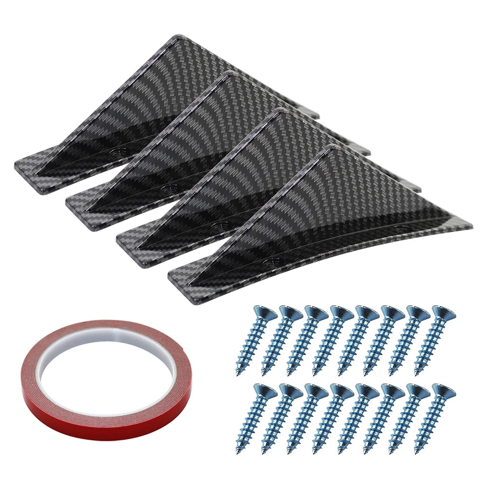 Universal 4 Wing Car Rear Bumper Lip Diffuser Splitter Spoiler Shark Fins For Chevrolet Chevy Camaro For Citroen Peugeot Mazda