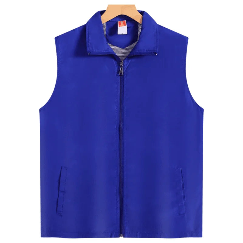 Fashion Vest Custom Logo Solid Color Sleeveless Vest Embroidery Company Team Brand Design Thin Charity Vest Print Pattern Text