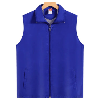 Fashion Vest Custom Logo Solid Color Sleeveless Vest Embroidery Company Team Brand Design Thin Charity Vest Print Pattern Text