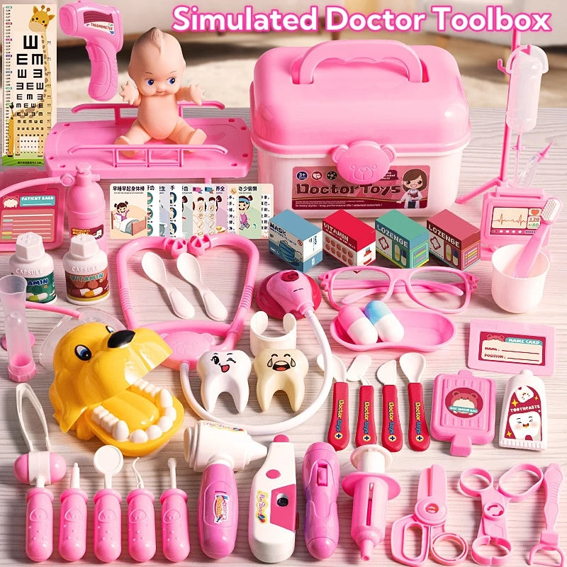 Simulation Doctor Set For Kids Pretend Play Girls Role-playing Games Accessorie Medical Kit Nurse Tools Toys For Children Gift