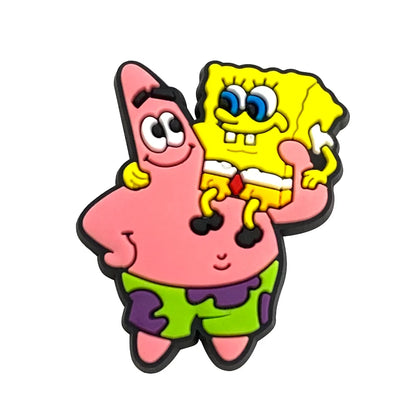 12-100PCS SpongeBob SquarePants Shoes Charms for Clog Sandals Decoration Mix Wholesale PVC Cute Shoe Accessories for X-MAS Gift