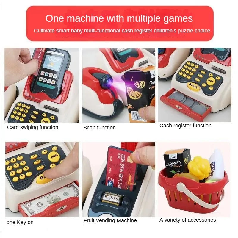 Simulation Electronic Cashier Register Toy Pretend Grocery Shopping Game With Light Sound For Boys Girls Age 3 To 8