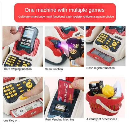 Simulation Electronic Cashier Register Toy Pretend Grocery Shopping Game With Light Sound For Boys Girls Age 3 To 8