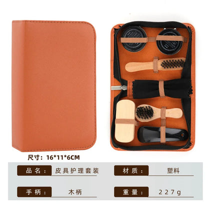 Travel Shoe Brushing Kit Shoe Polish Set Leather Care 7pcs Set Shoe Oil Application Polishing Shoe Removal Tools Durable Bris...