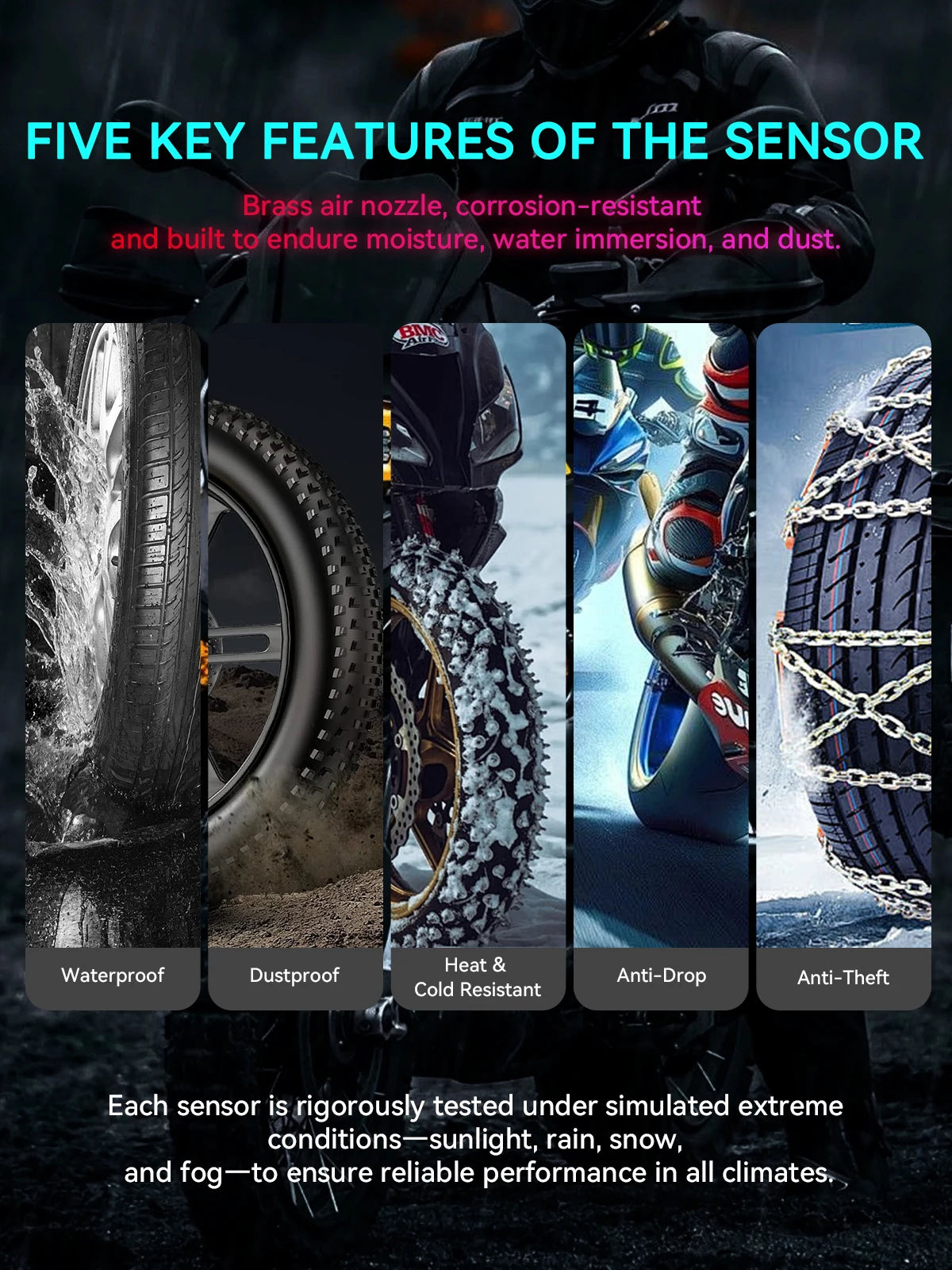 Motorcycle Tire Pressure Monitoring System Bluetooth TPMS for Motorcycles  Real-Time Tire Pressure & Temperature Monitor with