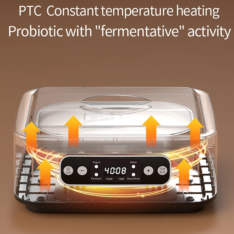1.6L Automatic Yogurt Maker Professional Adjustable Temperature Time Yogurt Maker Multi-functional Ice Cream Pudding Maker 220V