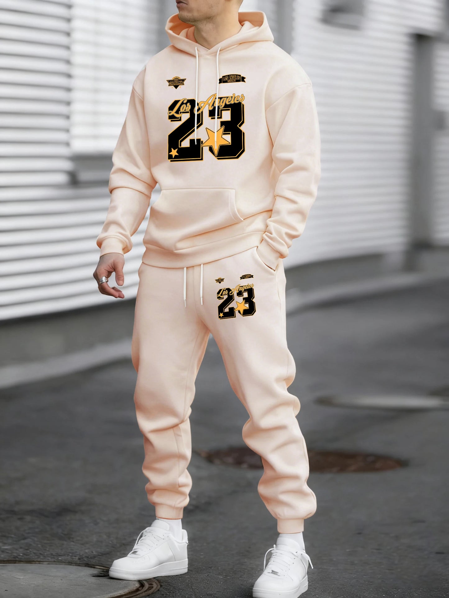 California Los Angeles Number 23 Print Autumn Winter Man Hoody Long Pants Set Fleece Jogging Sweatpant Basic Casual Sweatshirts