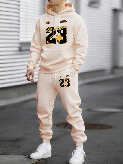 California Los Angeles Number 23 Print Autumn Winter Man Hoody Long Pants Set Fleece Jogging Sweatpant Basic Casual Sweatshirts