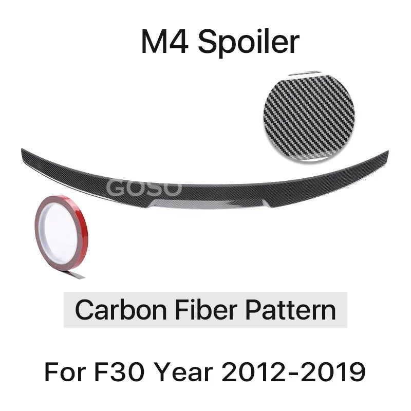 Carbon Fiber Rear Bumper Lip Trunk Wing MP M4 PSM Style Roof Spoiler Kit For BMW 3 Series F30 F31 F35 2012-2019 Gloss Black