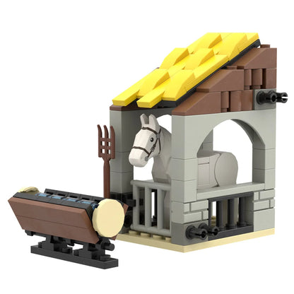 MOC Medieval Military Carriage Carriage Chariot Knight Transport Carriage Weapons Figures Vegetable Wood Bricks Children's Toys