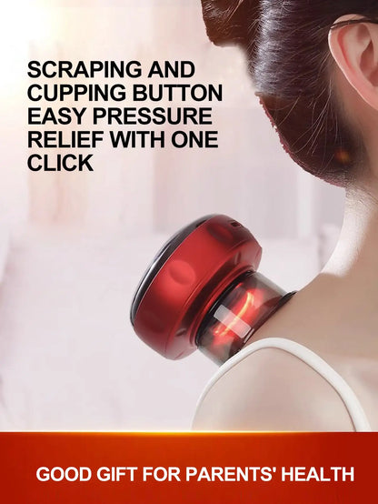 Electric vacuum cupping, scraping, skin massage device, body heating, scraping,suction cup treatment set, health and portabilit