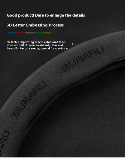 For Subaru STI Brz Wrx Xv Ascent Forester Outback Impreza Legacy Car Suede Carbon fiber Anti-slip Ventilate Steering Wheel Cover