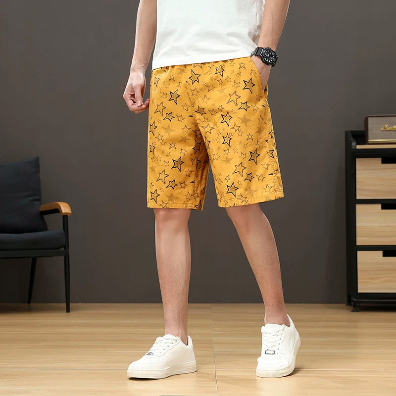 Streetwear Star Print Shorts Men Hawaii Beach Casual Shorts Outdoor Cotton Sports Elastic Waist 6XL Oversized Baggy Half Pants