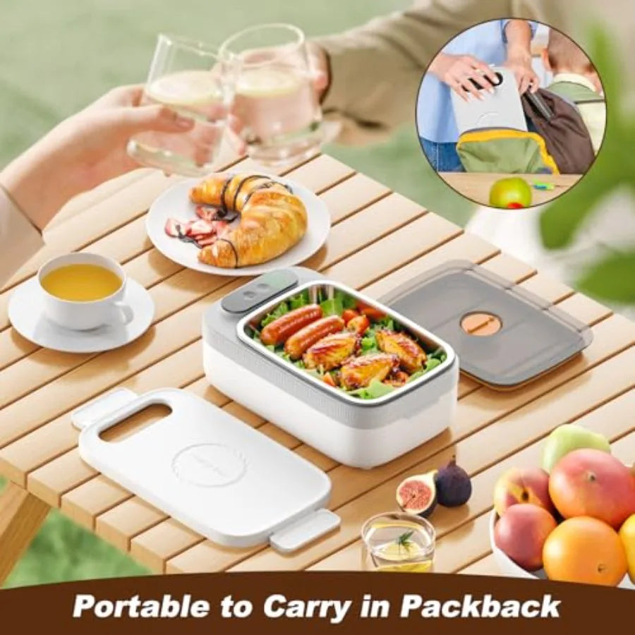 Cordless Electric Lunch Box for Adults, 1000 ml Food Container, 14000mAh Rechargeable Battery, Heated Lunch Box, Portable Self-