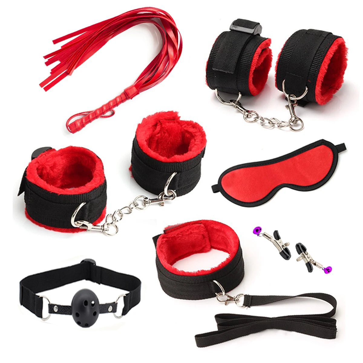 Erotic Sex Toys For Women Adults Games Nylon Bondage BDSM Kits Handcuffs Sex Whip Mouth Gag Rabbit Tail Anal Plug
