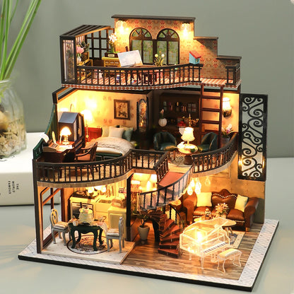 CUTEBEE DIY Dollhouse Wooden Doll Houses Miniature Dollhouse Kit Furniture Casa Music Led Toys for Children Birthday Gift