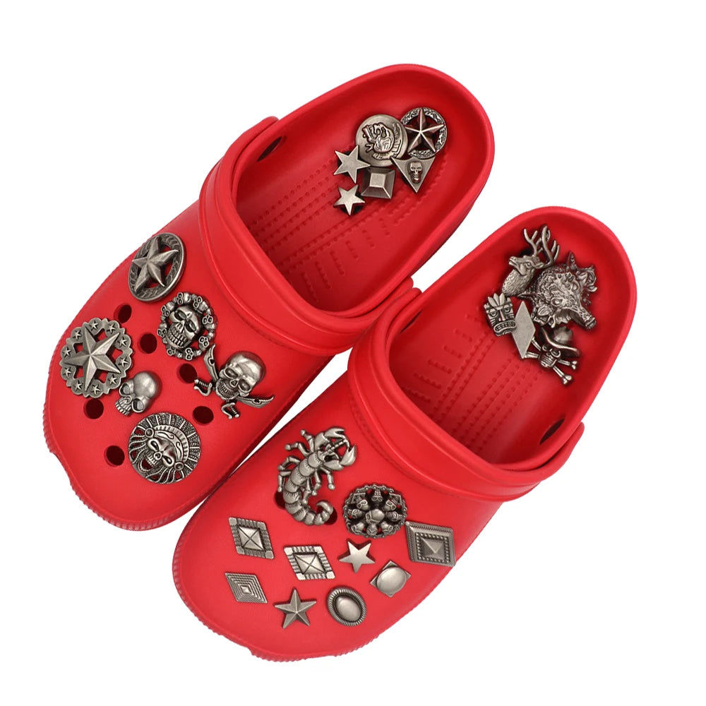 джиббитц Punk Style Shoe Halloween Accessories Charm 1 Set 27 Pcs Metal Украшения Half-body Deer Skeleton Pirate Sandals Adornos