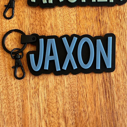 Custom Acrylic Fall/Winter Keychain // Matte Black Luggage Tag | Acrylic Name Tag | Key Ring | Personalized Keychain | Boys' Bac