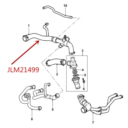 JLM21499 Hose On Cooler Water Tank Engine Five Pipe Radiator Upper Pipe Connecting Pipe Water Tank For Jaguar Series XF