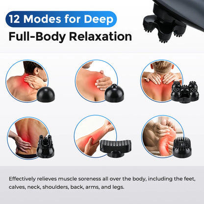 Rechargeable Hand Held Deep Tissue Massager for Muscles Back Cordless Electric Percussion Body Massage for Legs Neck Shoulder