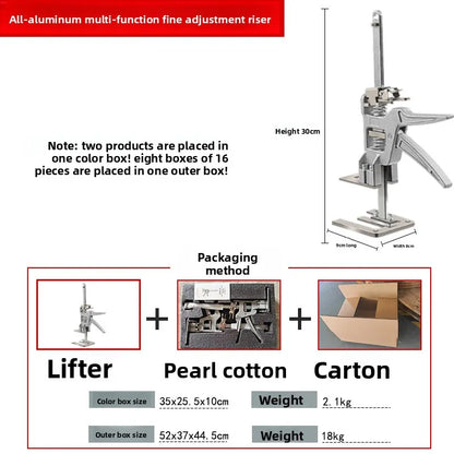 In Stock All Aluminum Micro Adjustable Rubber Coated Manual Lift Jack Top Lift with Ergonomic Lever for Doors Windows Cabinets