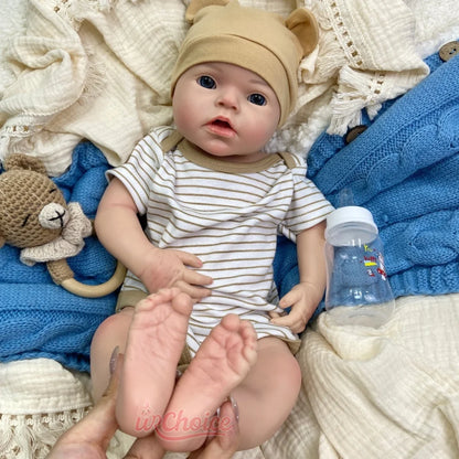 50cm Chubby Can Drink and Pee Girl/Boy Silicone Reborn Baby Realistic Full Body Fine Details Premium Doll For Collector