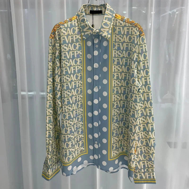 Luxury Royal Shirts for Men Casual Vintage Long Sleeve Mens Social Paisley Letter Printed Shirt Chemise Homme Manche Longue