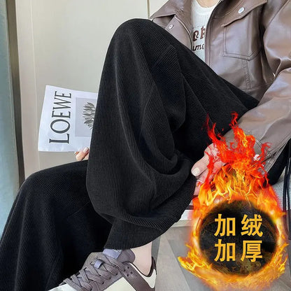 2024 Autumn/Winter New Collection Thick Velvet Pants High Waist Drop Feeling Straight Leg Casual Wide Leg Trousers
