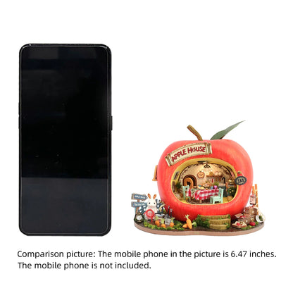 Micro fruit apple house doll house set 3D puzzle model DIY handmade toy set, room bedroom decoration girl birthday gift