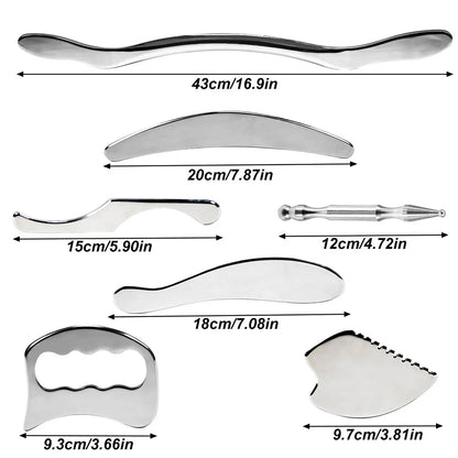 4/7Pcs Stainless Steel Gua Sha Scraping Massage Tool IASTM Tools Great Soft Tissue Mobilization Tool for Whole Body Acupoints