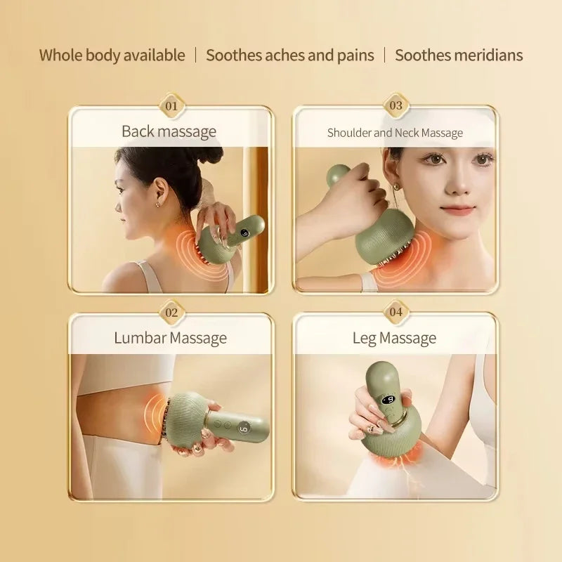 Cordless Electric Cupping Massager Hot Compress Scraping Device Negative Pressure Detox Body Acupoints heating meridian dredgin