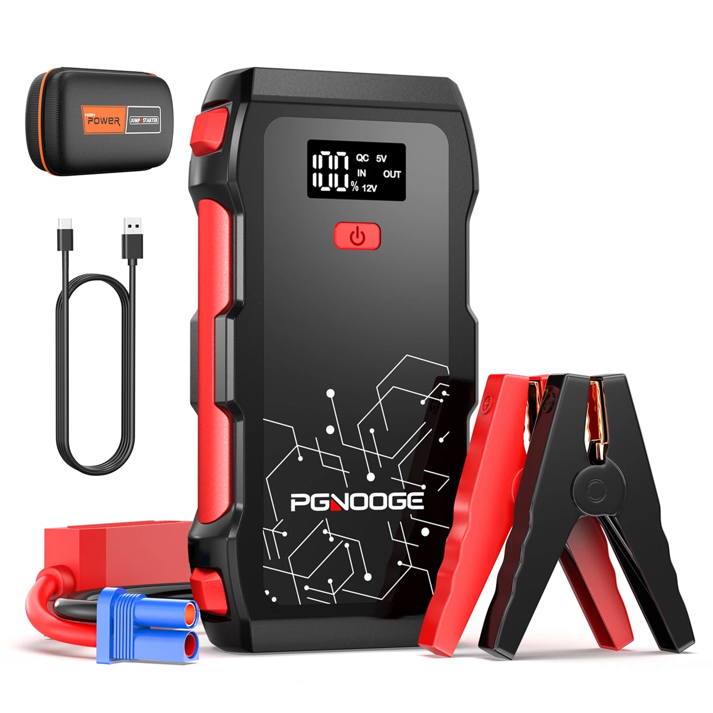 6000A Car Jump Starter, 26800mAh Battery Power Pack for All Gas and 10L Diesel Engines, Portable Emergency Kit for Road Trips