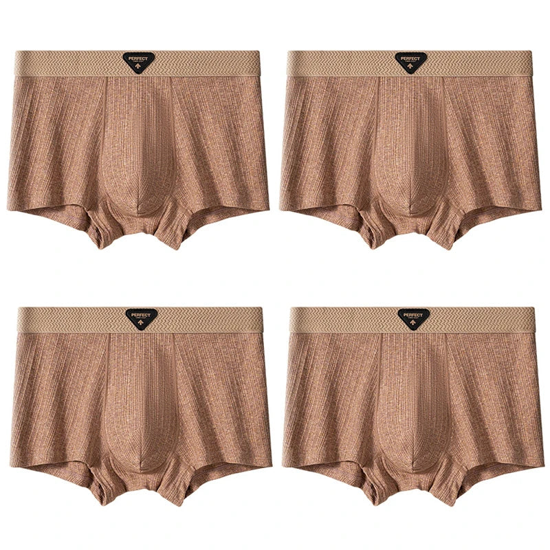 4pcs Pure Cotton Mens Boxer Panties Males Soft Underwears Large Size Summer Comfortable Underpants  Shorts Mans Breathable Brief