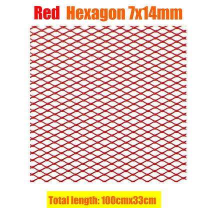 100x33cm Aluminium Racing Car Bumper Grille Grill Mesh Net Vent Red Tuning Universal Protector Caravan Camper Home Garden