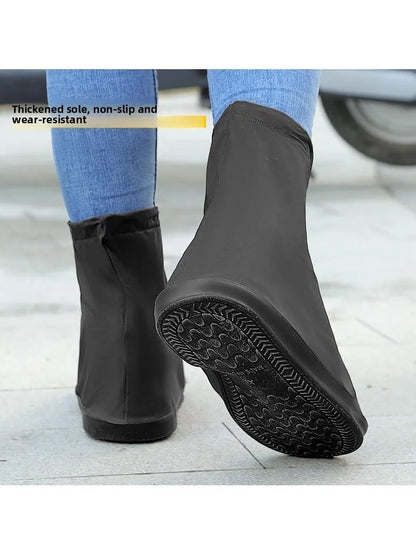 Thickened PVC Shoe Covers Mid-Calf Waterproof Anti-Slip Wear-Resistant Snowproof Unisex Shoe Covers Shoe Horn Home Essentials
