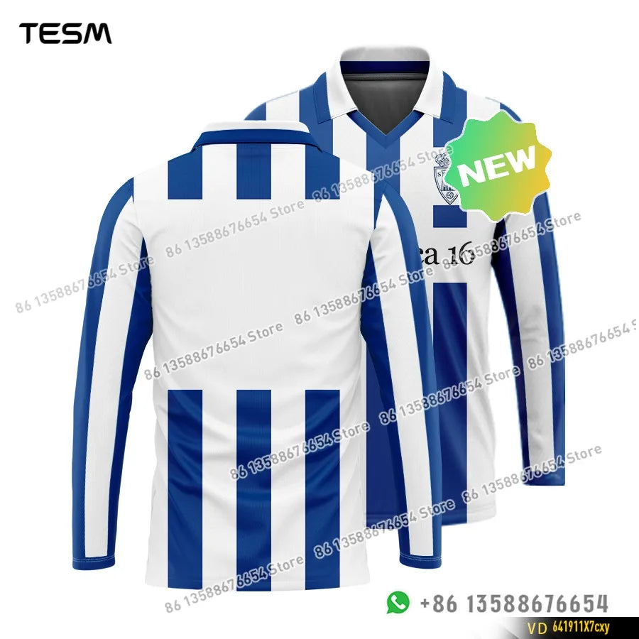 TESM Summer Men Long Sleeve 3D Printed Polo Shirt V-Neck Sports T-Shirt  Team Sports Training Shirts