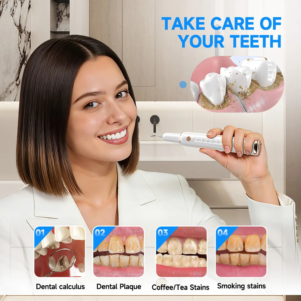CURVY MOON Ultrasonic Plaque Remover for Teeth T4 UV Disinfection Dental Tartar Calculus Remover Teeth Cleaning Oral Care Kit