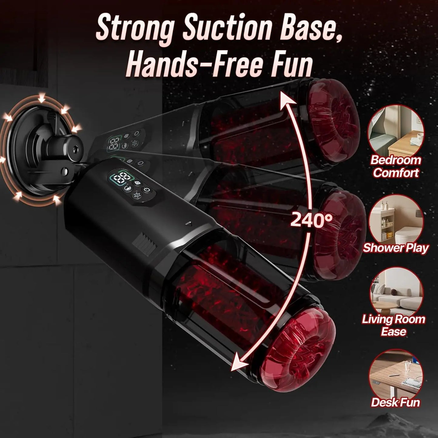 Automatic Masturbator Stroker Adult Toys with 7 Thrusting Rotating 7 Licking Vibrating Modes Hands-Free Sex Machine Pocket Pussy