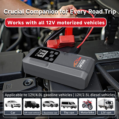 Portable 2000A Car Jump Starter 150PSI Air Compressor 80.6Wh Power Bank Air Pump Tire Inflator Car Ignition Starter Booster