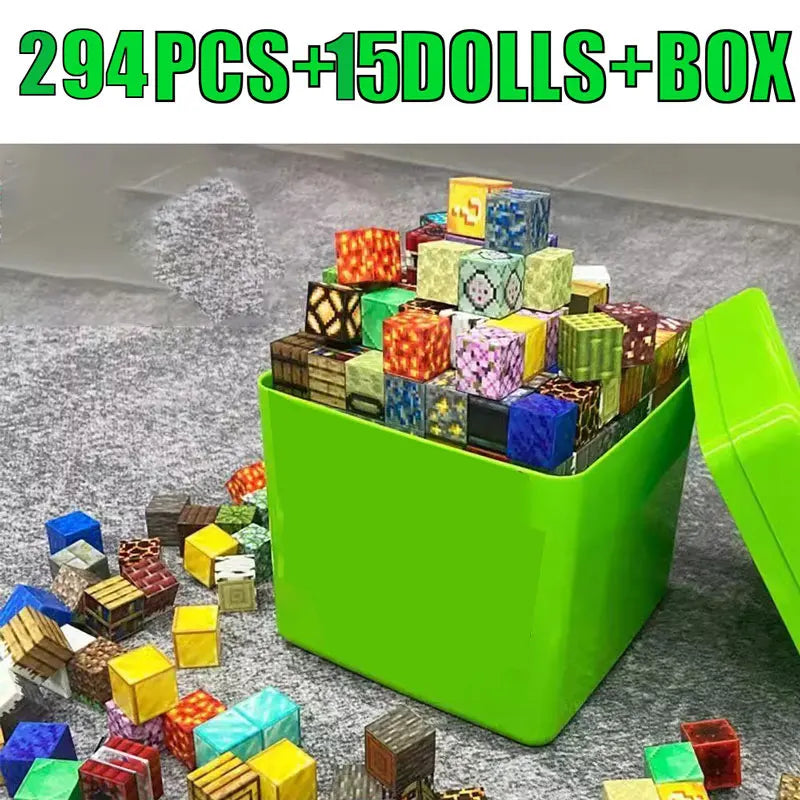 16cm Big Storage Box Magnetic Building Blocks Mine Magnet World Set Puzzle Toys For Kids Montessori Sensory Cubes Birthday Gifts