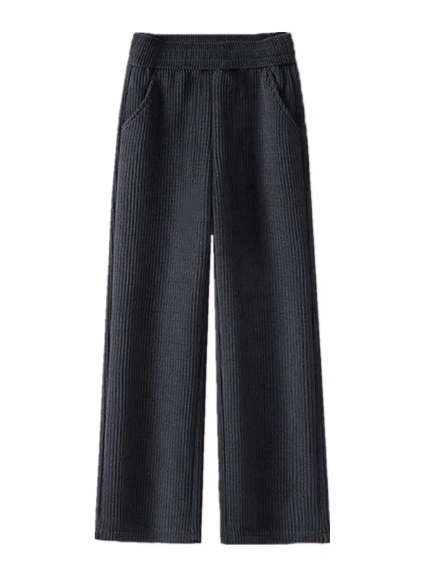 Fleece Lined Thick Corduroy High Waist Wide Leg Pants Women's Autumn Winter New Style Drapey Mom Straight Leg Trousers Trendy