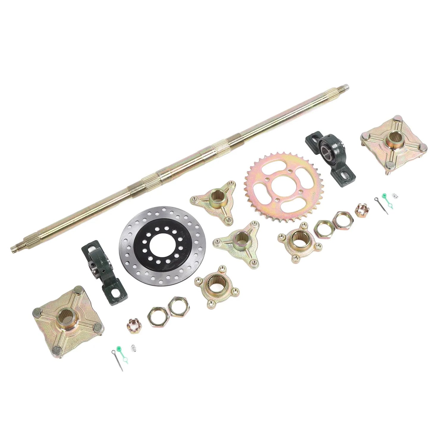 Heavy Duty 740mm Go Kart Rear Axle Kit with 37T Sprocket & Brake Disc for 50-150CC DIY ATVs Quads Drift Trikes